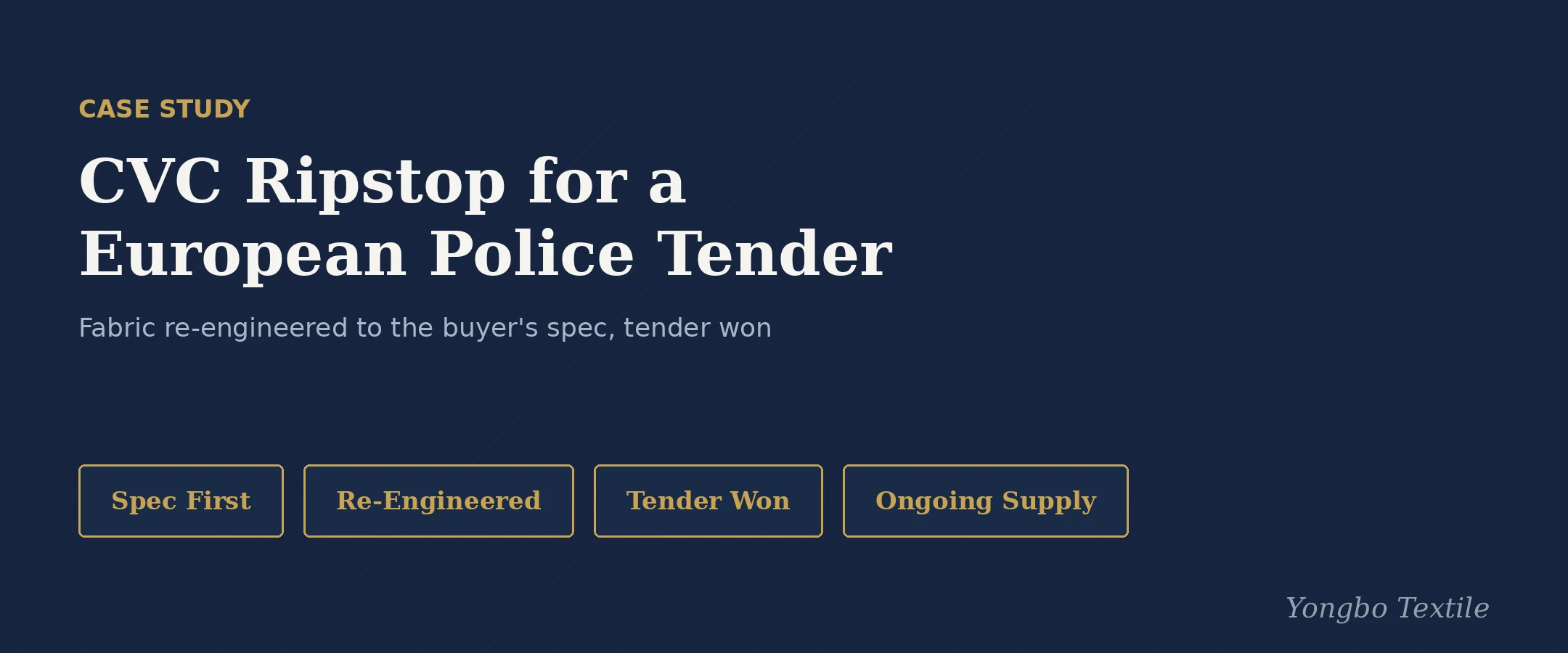 Case study — CVC ripstop engineered to spec for a European police uniform tender, Yongbo Textile cover banner