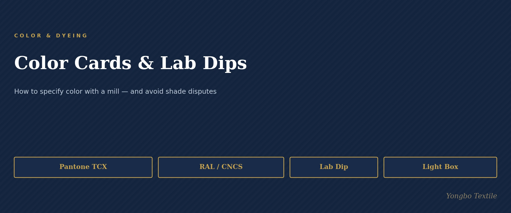 Color Cards & Lab Dips — Yongbo Textile sourcing guide cover banner