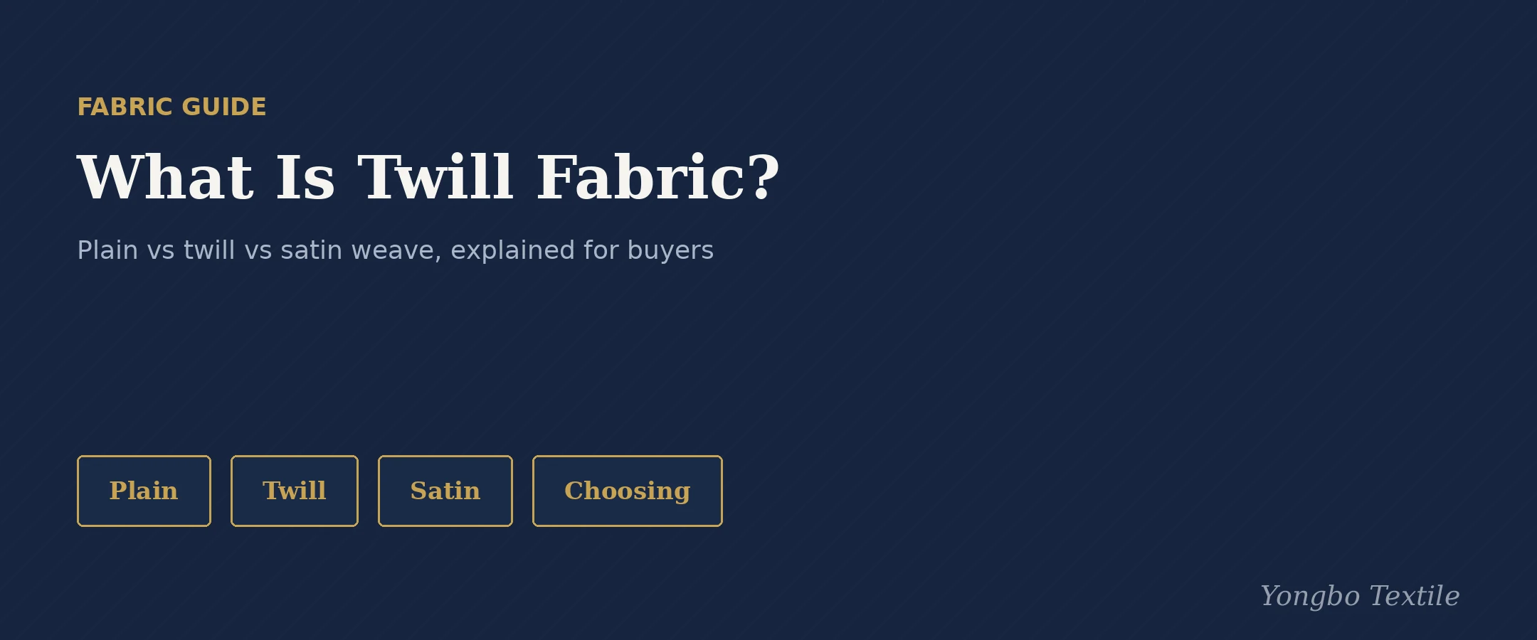 What is twill fabric — plain, twill and satin weave explained, Yongbo Textile Fabric Guide cover banner