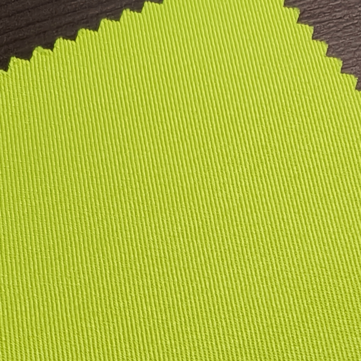 Hi-vis fluorescent yellow woven twill fabric for high-visibility safety workwear